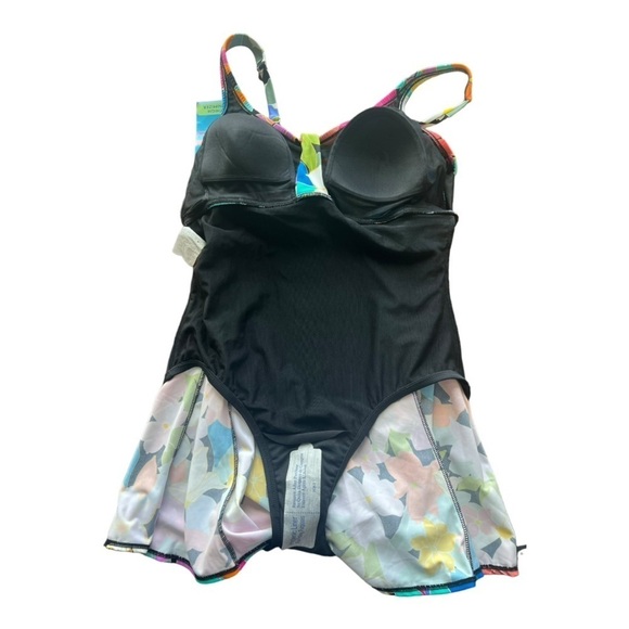 Swim Solutions Floral Frenzy Tummy Control Thigh Enhancer Swim Dress NEW - Picture 12 of 16